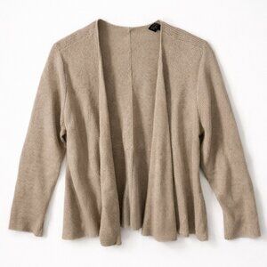 Eileen Fisher Beige Linen Waffle Knit Open Front Cardigan Sweater Petite L
